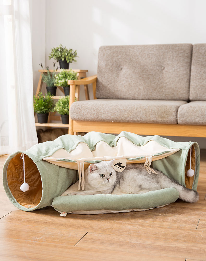 Túnel plegable para gatos, duradero, lavable y plegable