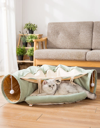 Túnel plegable para gatos, duradero, lavable y plegable