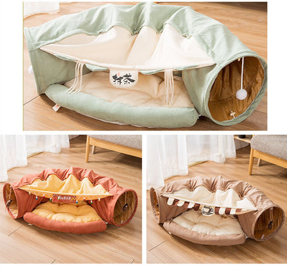 Túnel plegable para gatos, duradero, lavable y plegable