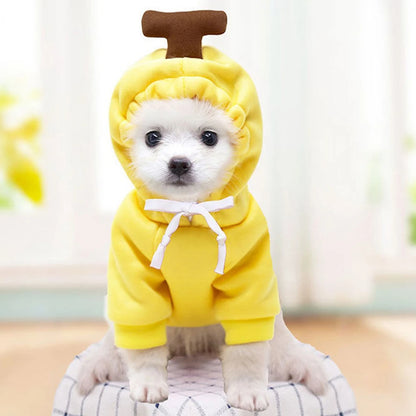 Niedliche Hundekleidung mit Früchten für kleine Hunde, Hoodies, warme Fleece-Haustierkleidung, Welpen-/Katzenkostüm, Mantel für französisches Chihuahua-Outfit