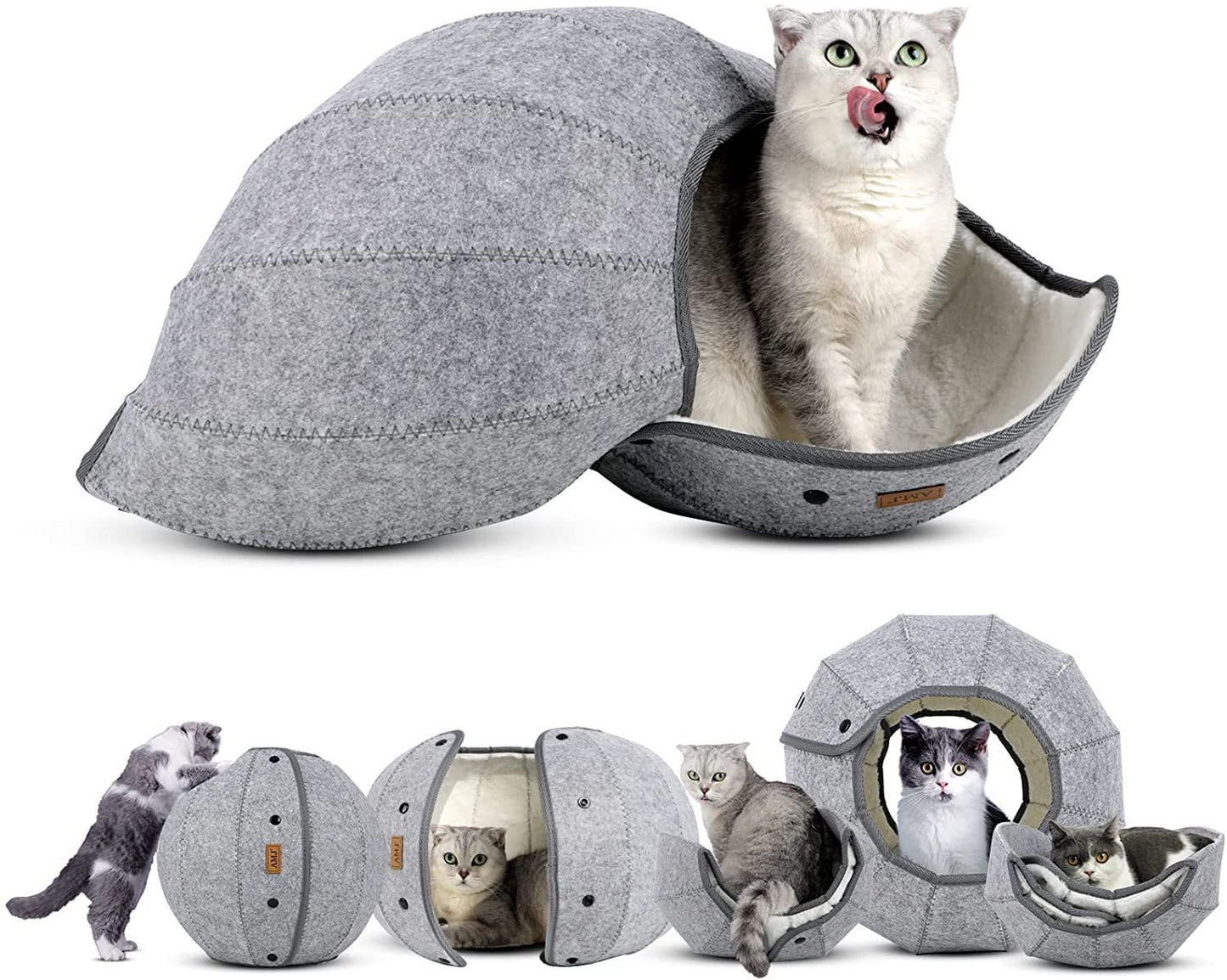 Túnel de juguete para gatos, tubo plegable para gatos, cueva para gatos de interior, cama multifunción, juguete para mascotas para cachorros, perros y gatos, juguete interactivo con forma de bola