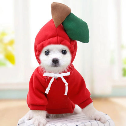 Niedliche Hundekleidung mit Früchten für kleine Hunde, Hoodies, warme Fleece-Haustierkleidung, Welpen-/Katzenkostüm, Mantel für französisches Chihuahua-Outfit